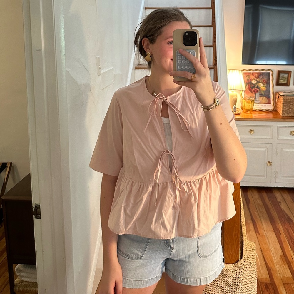 Divided Light Pink Peplum Blouse